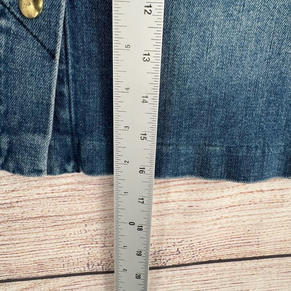 FRAME Snap Front Denim Mini Skirt Womens 25 Blue Medium Wash Denim - Picture 9 of 9